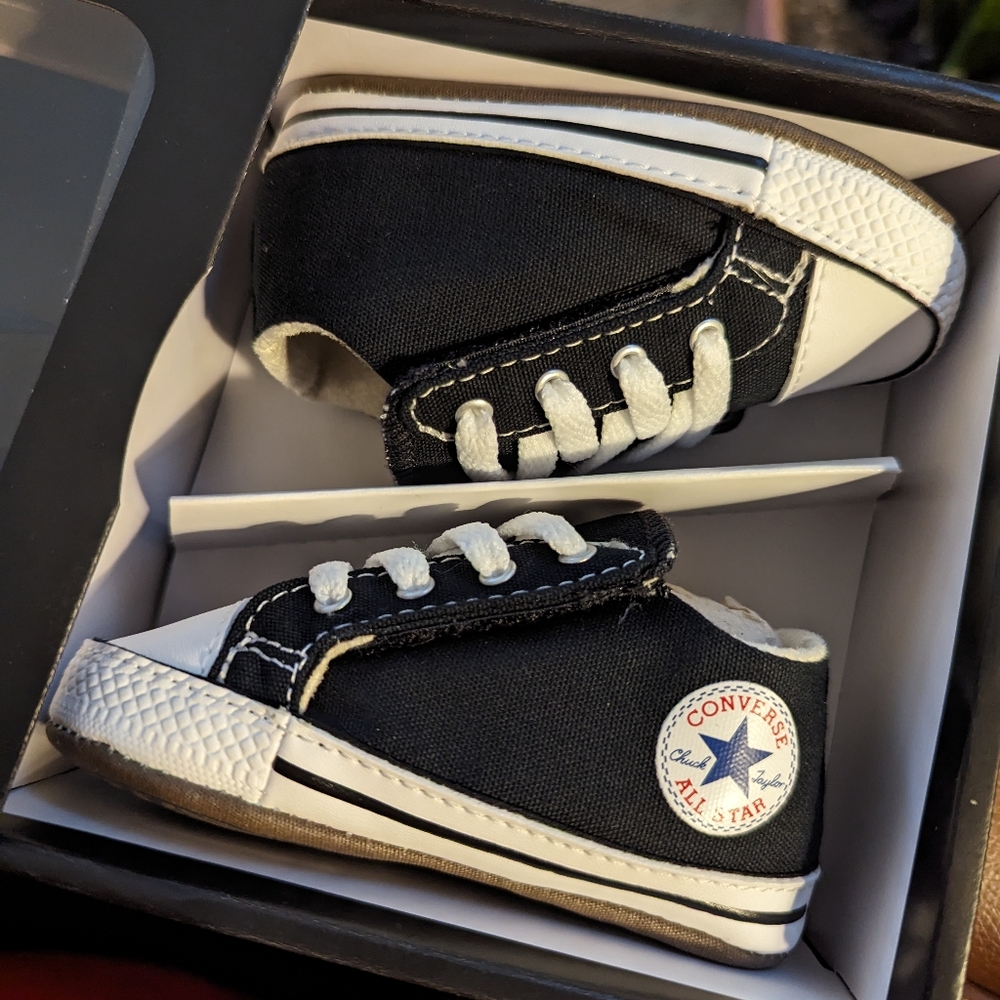 Black Baby Converse Crib Shoes